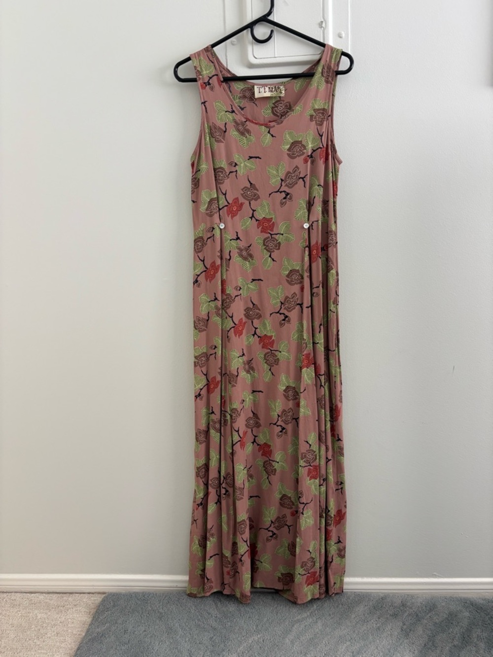 Vintage TT Mar Sleeveless Floral Maxi Dress - Pink